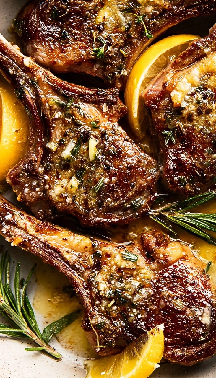 Garlic Rosemary Lamb Chops with Lemon Butter