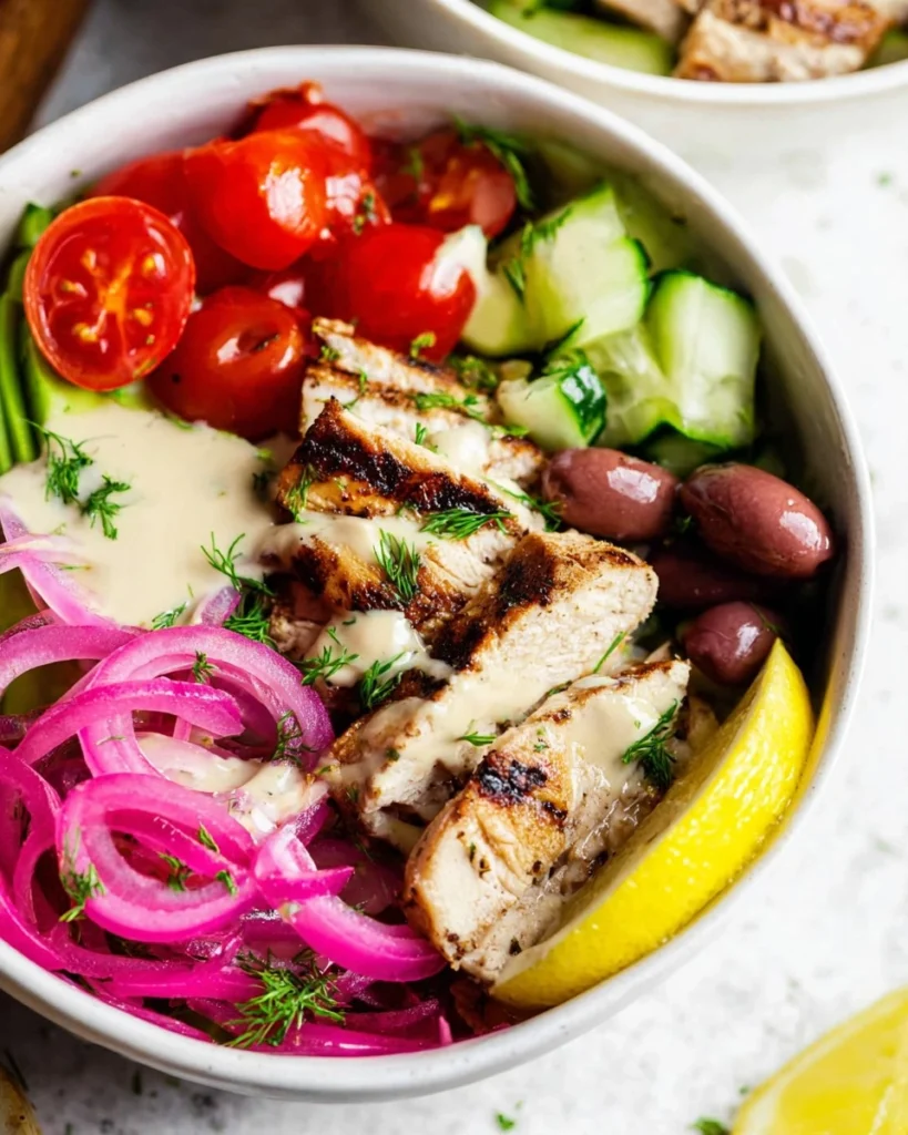 Greek-Chicken-Bowls-with-Lemon-Garlic-Tahini-Sauce-Healthy-Mediterranean-Bowls-Recipe