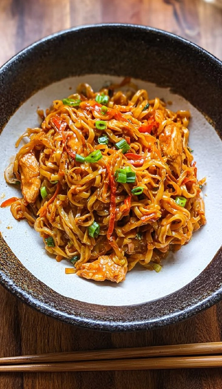 Peanut Chilli Noodles with Chicken
