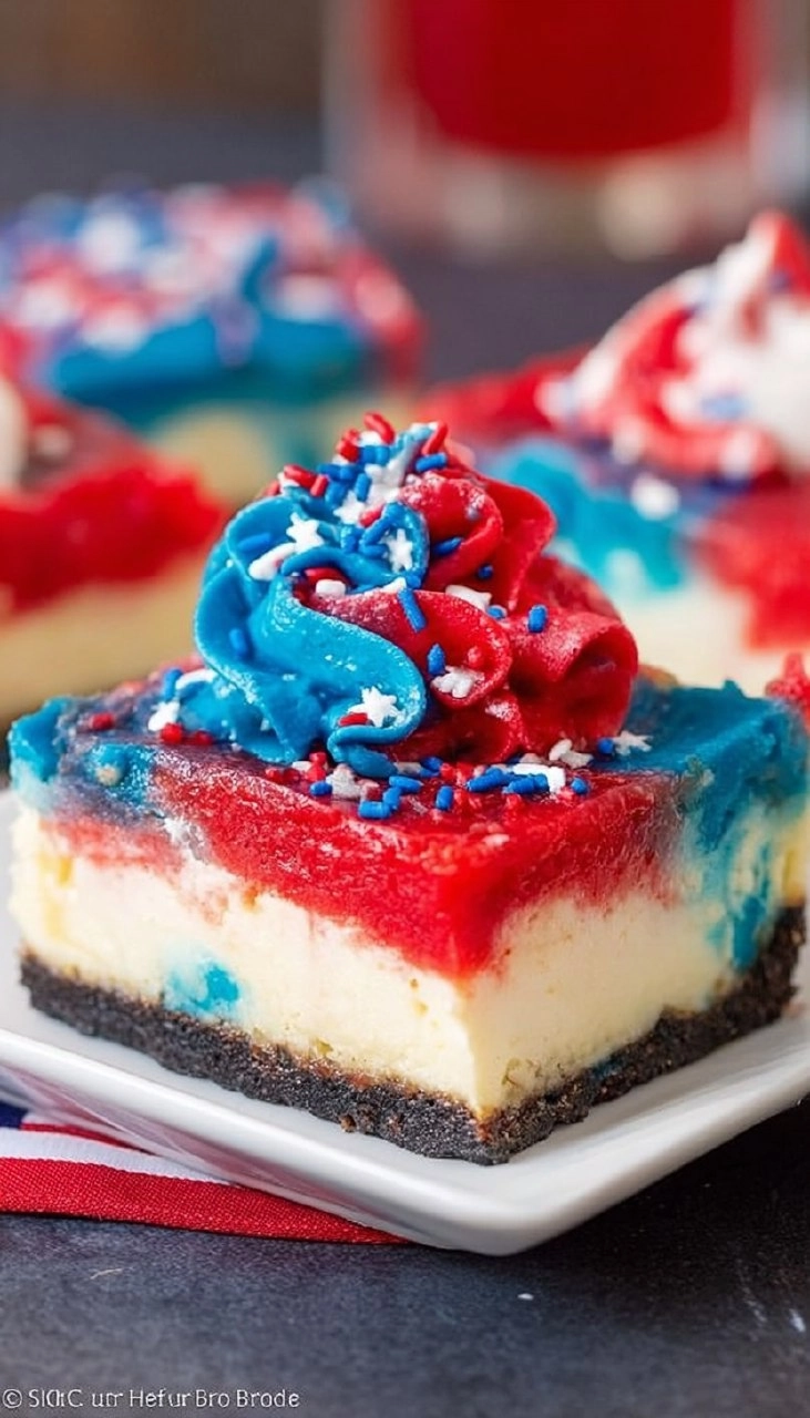 Red White and Blue Cheesecake Bars