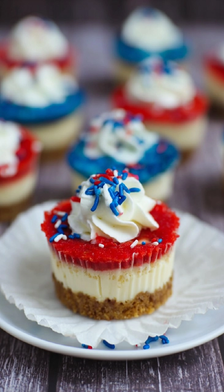 Red, White and Blue Mini Cheesecakes