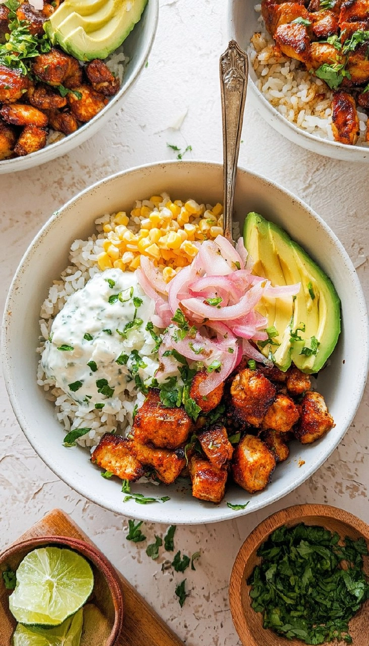 Street Corn Chicken Rice Bowls
