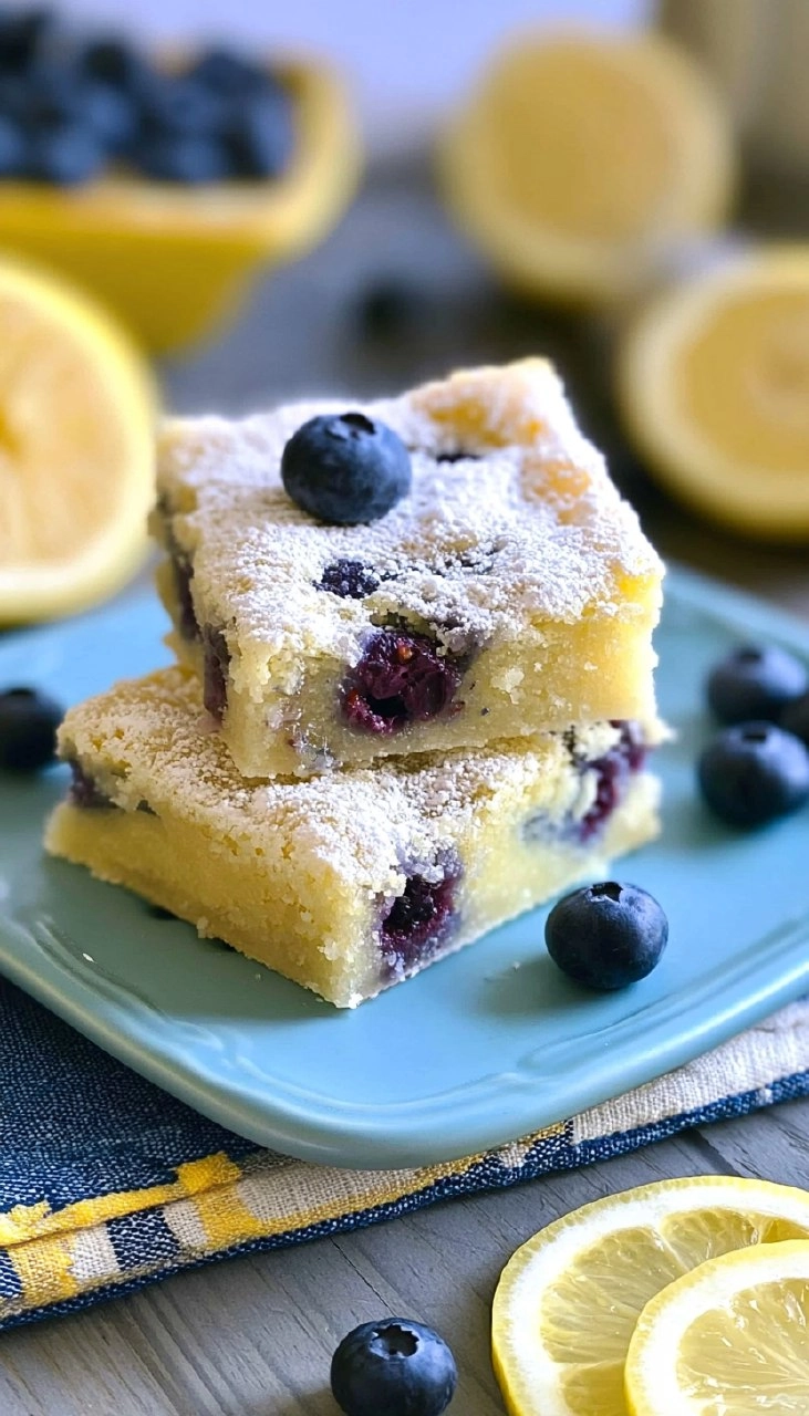 Blueberry Lemon Bars | Sweet-Tart Picnic Dessert Squares