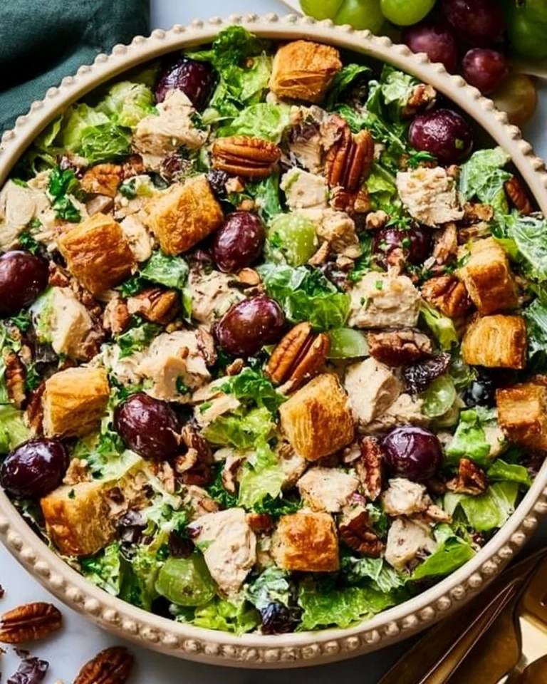 Chicken-Salad-with-Grapes-Pecans-and-Croissant-Croutons-Recipe