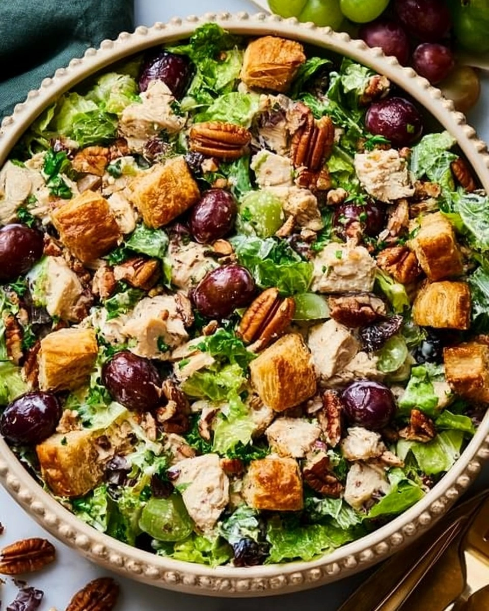 Chicken Salad with Grapes, Pecans, and Croissant Croutons