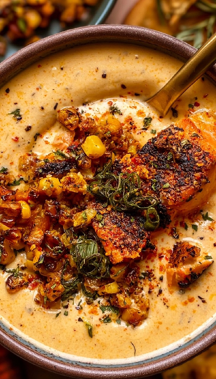 Creamy Blackened Salmon Chowder