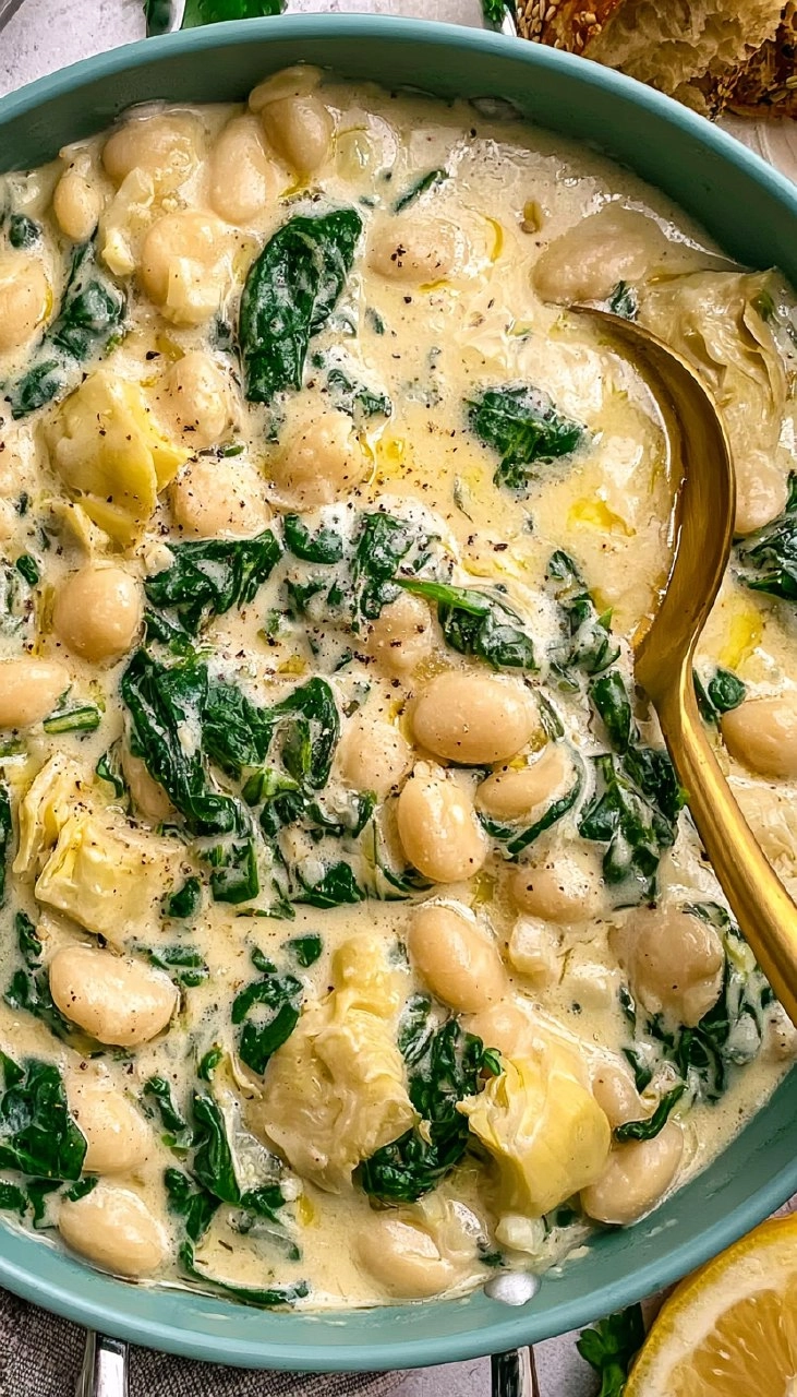 Creamy Spinach Artichoke Butter Beans