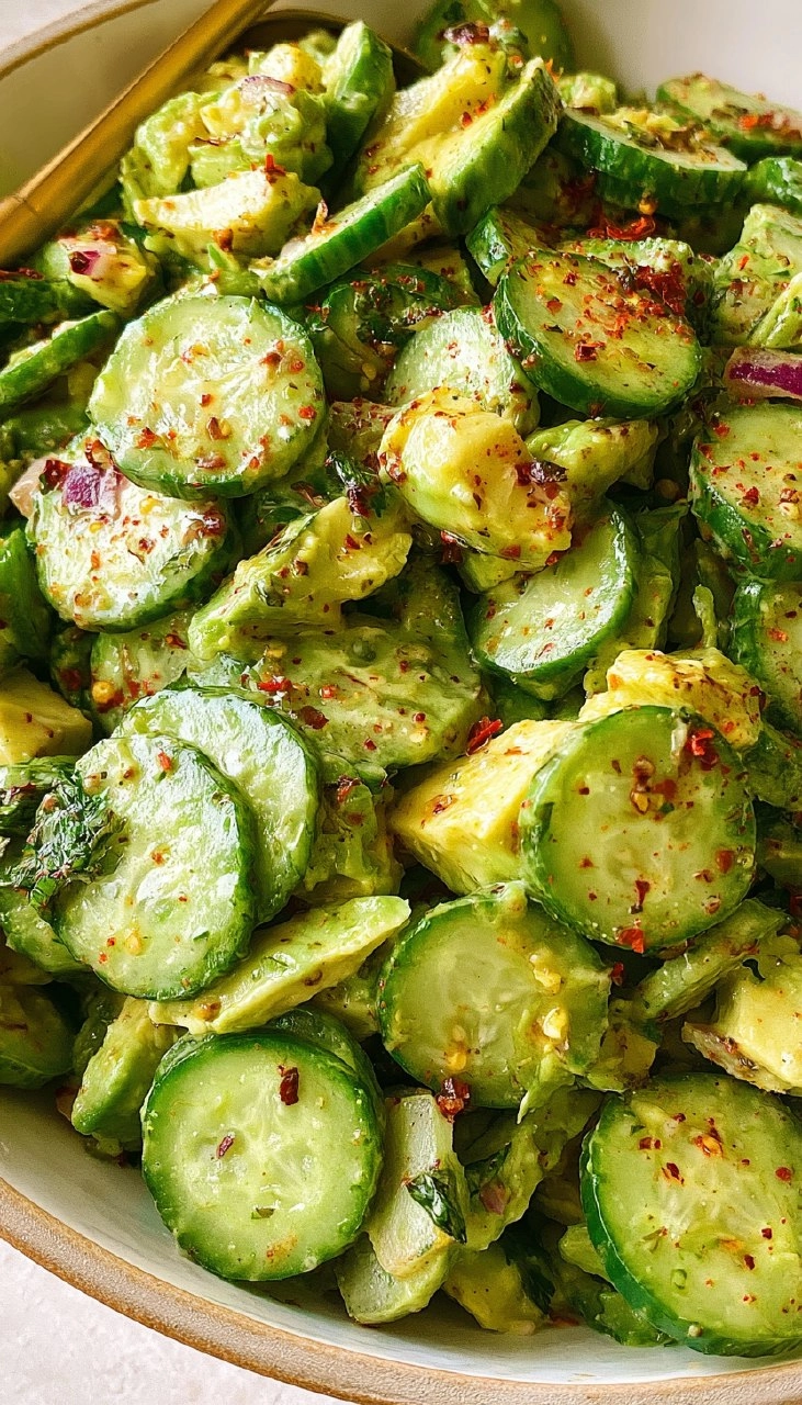 Cucumber Avocado Salad (Creamy, and Ready in 10 minutes)