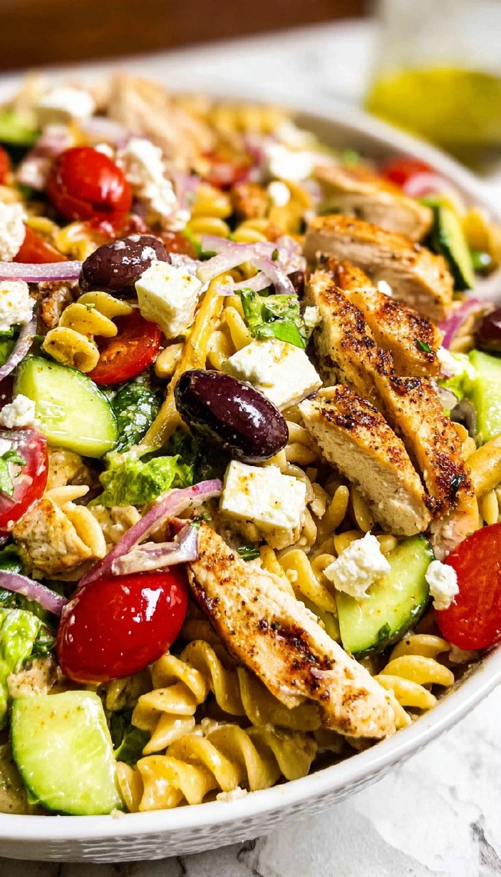 Greek Chicken Pasta Salad (Healthy, High Protein, Easy Meal Prep)