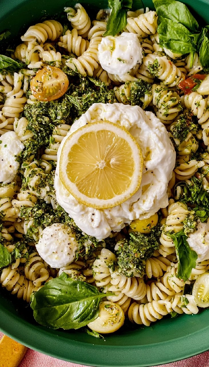 Lemon Herb Pasta Salad with Burrata