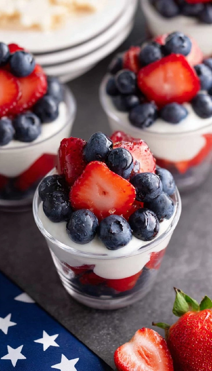 Red, White and Blue Fruit Cups