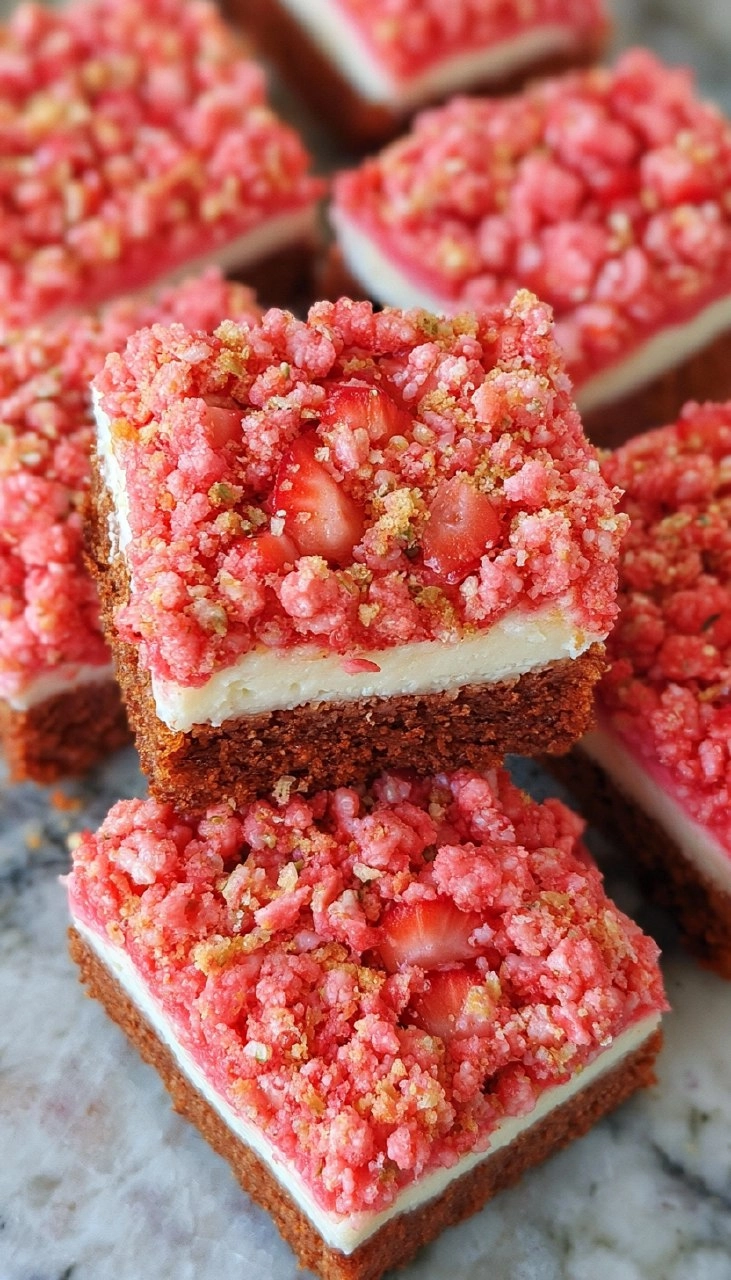 Strawberry Crunch Cheesecake Brownies