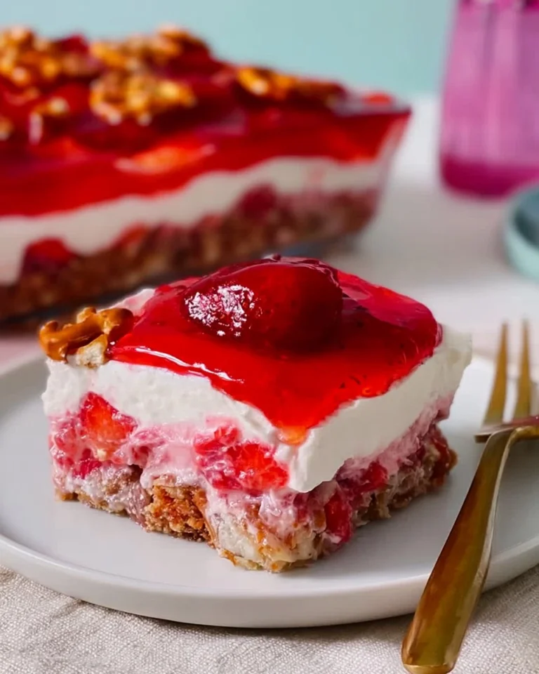 Strawberry-Pretzel-Salad-Sweet-No-Bake-Potluck-Dessert-Recipe