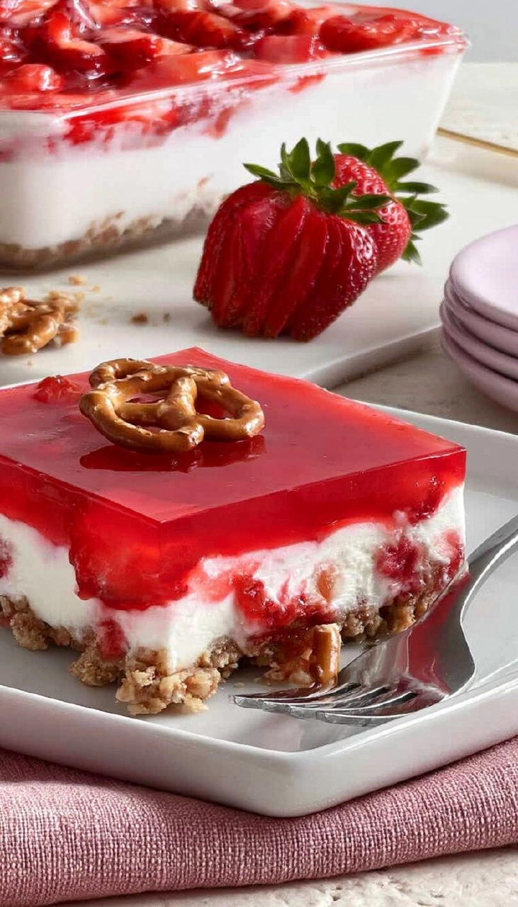 Strawberry Pretzel Salad | Sweet No-Bake Potluck Dessert