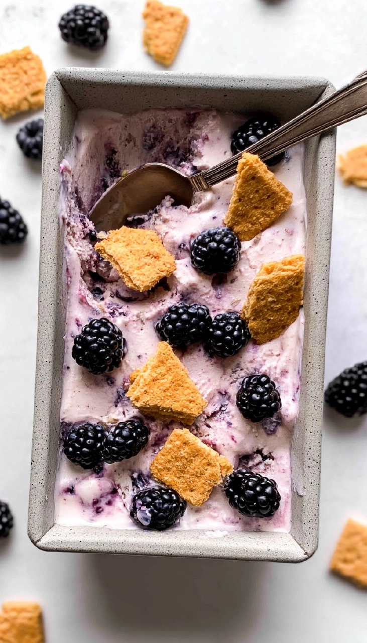 Blackberry Cheesecake Cottage Cheese Ice Cream