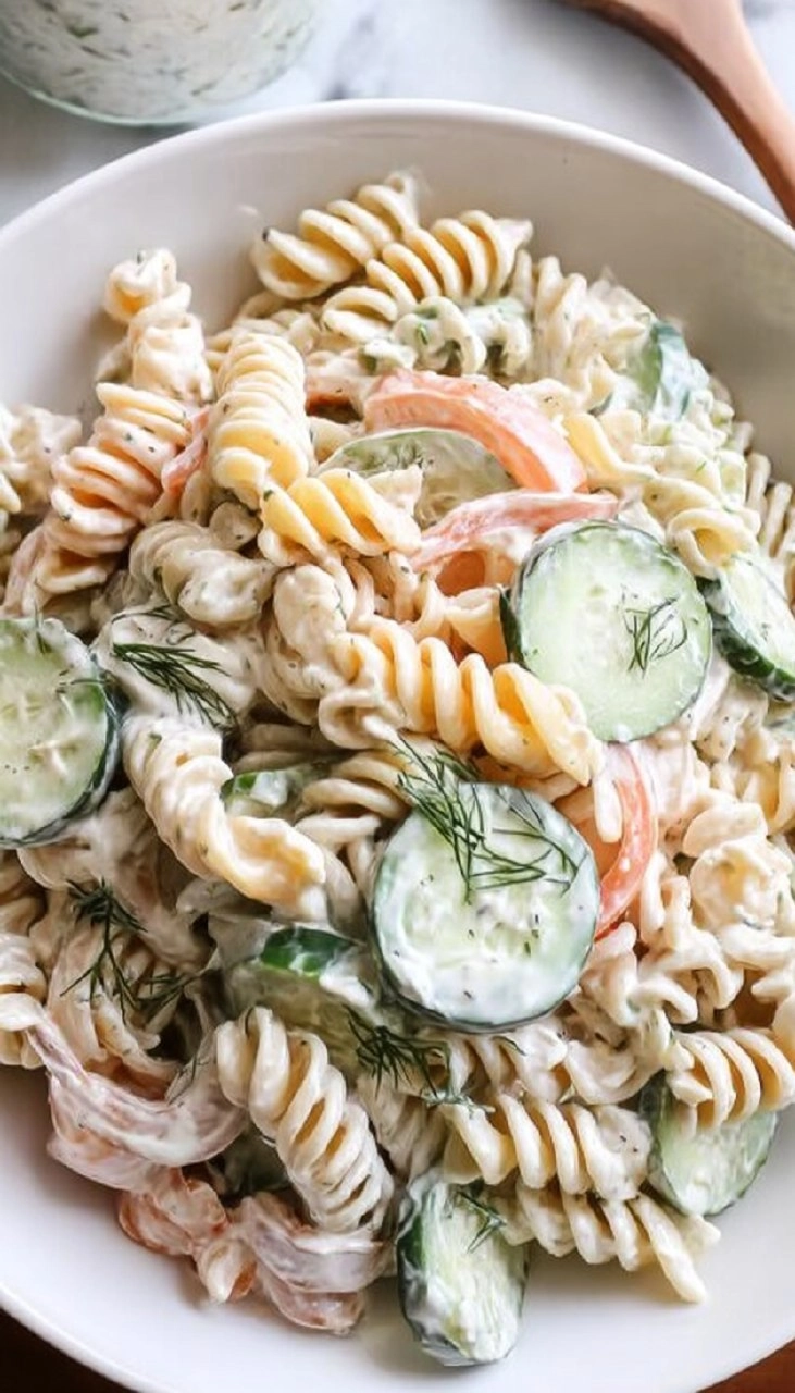 Creamy Cucumber Pasta Salad