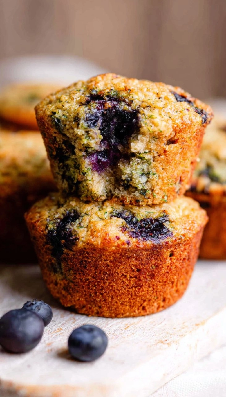 Healthy Blueberry Zucchini Muffins (Gluten Free, Paleo, Almond Flour)
