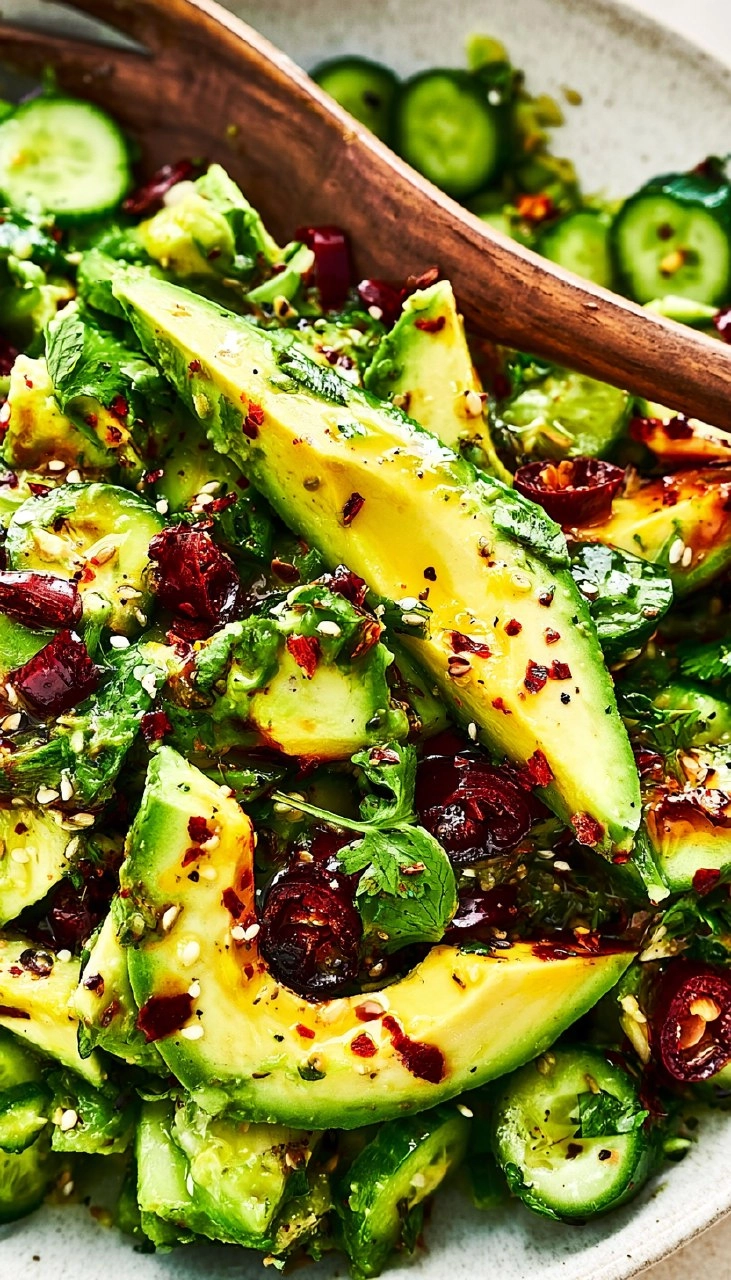Smashed Cucumber Avocado Salad
