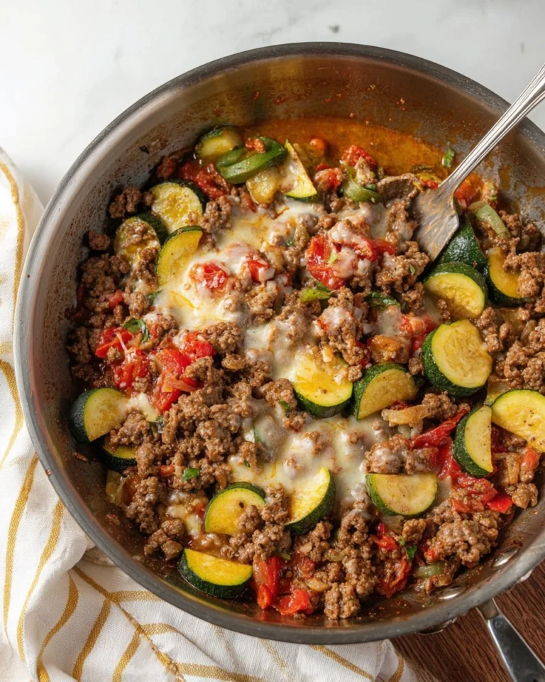 Cheesy-Ground-Beef-Zucchini-Skillet-Recipe