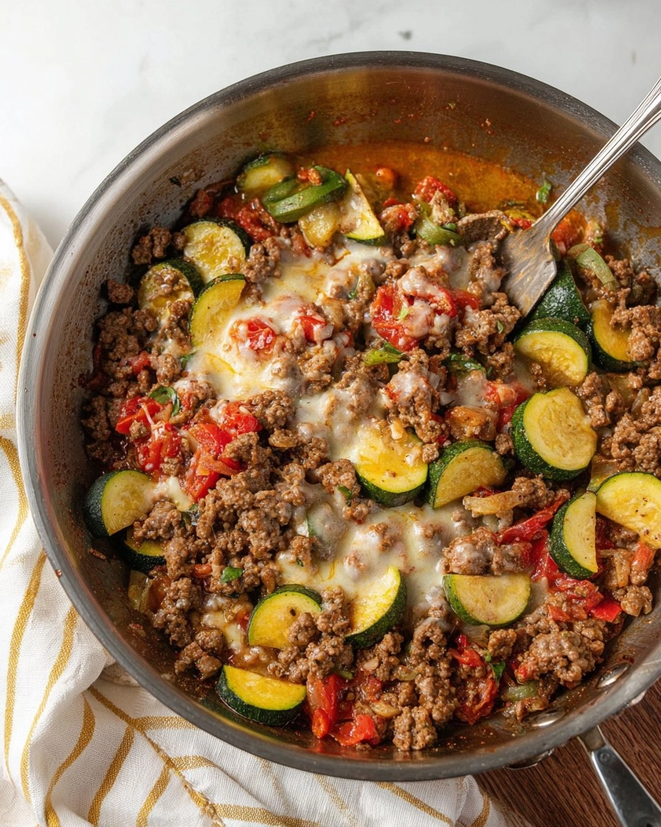 Cheesy Ground Beef Zucchini Skillet