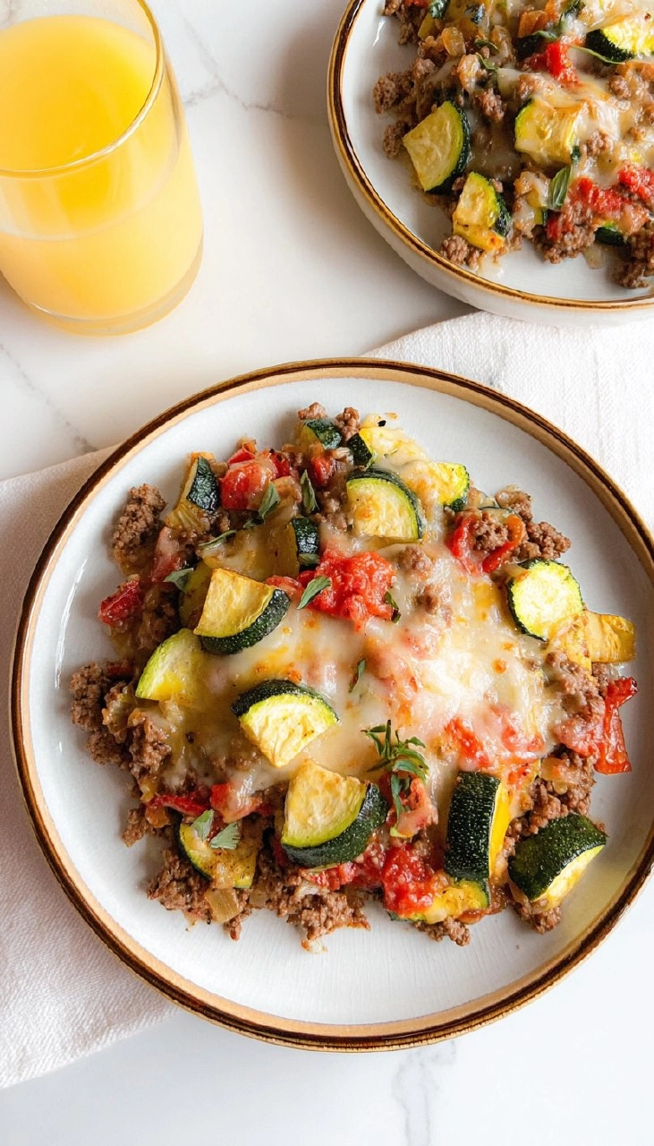 Cheesy Ground Beef Zucchini Skillet