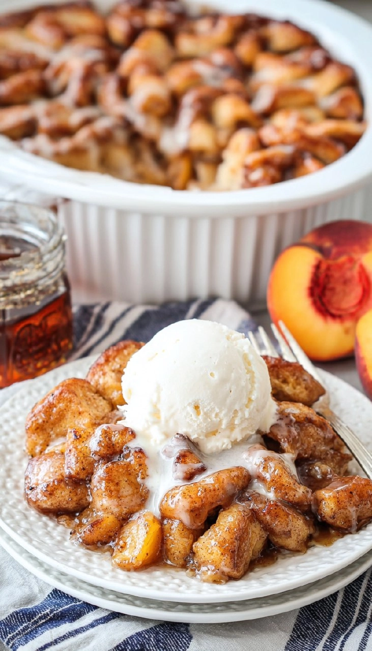 Cinnamon Roll Peach Cobbler
