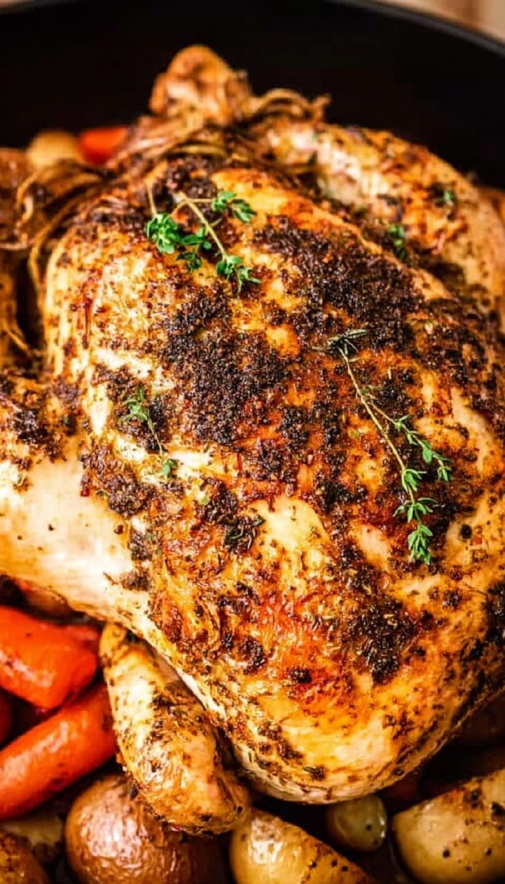 Easy Whole Roast Chicken (Crispy Skin + Juicy Inside)