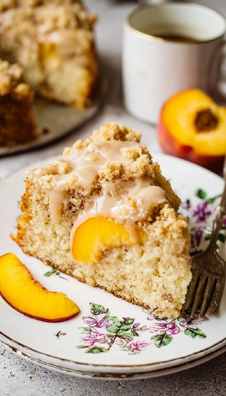 Peach Ricotta Cake with Brown Butter Streusel