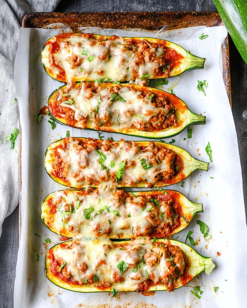 Sausage Stuffed Zucchini Boats