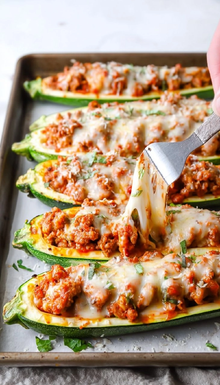 Sausage Stuffed Zucchini Boats