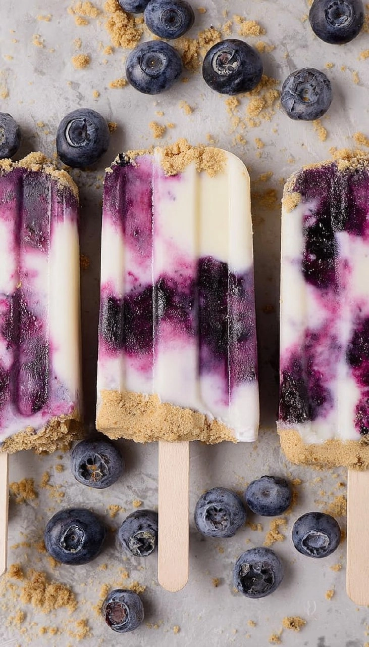 Blueberry Cheesecake Protein Popsicles