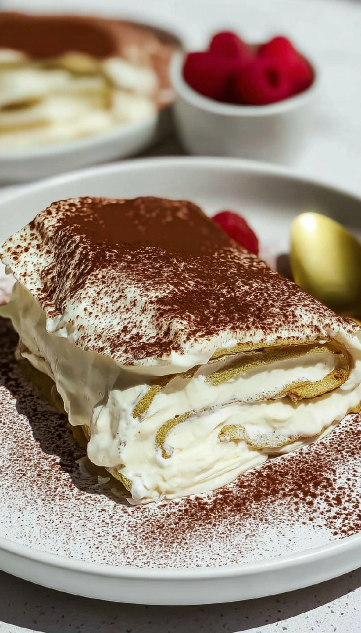 Cottage Cheese Tiramisu Crepe Roll