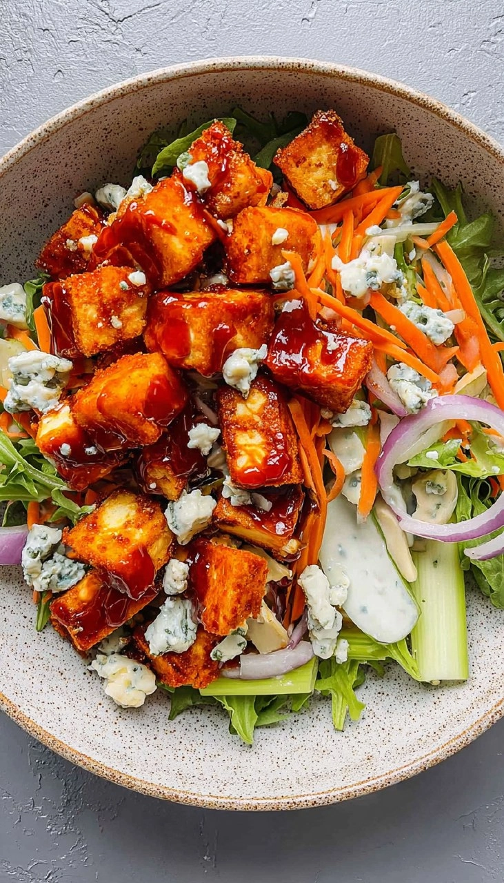 Crispy Buffalo Halloumi Salad
