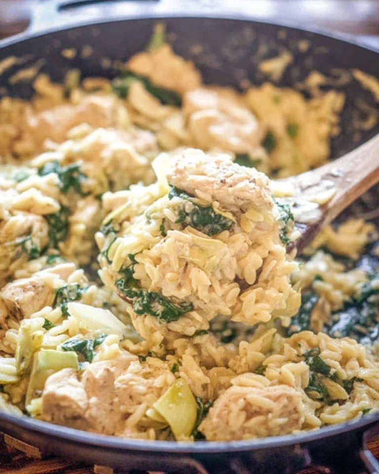 One-Pot-Spinach-Artichoke-Chicken-Orzo-Recipe