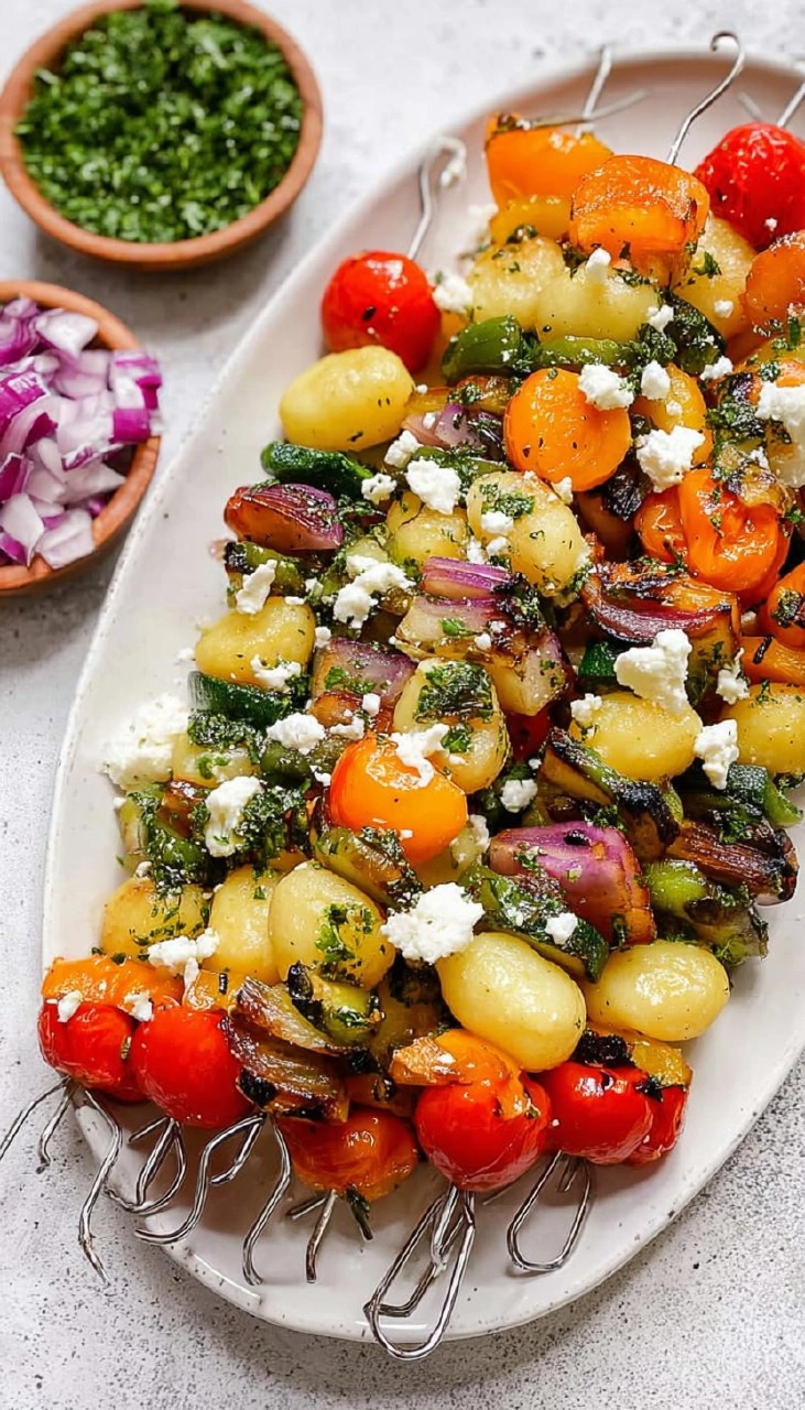 Rainbow Grilled Gnocchi Skewers
