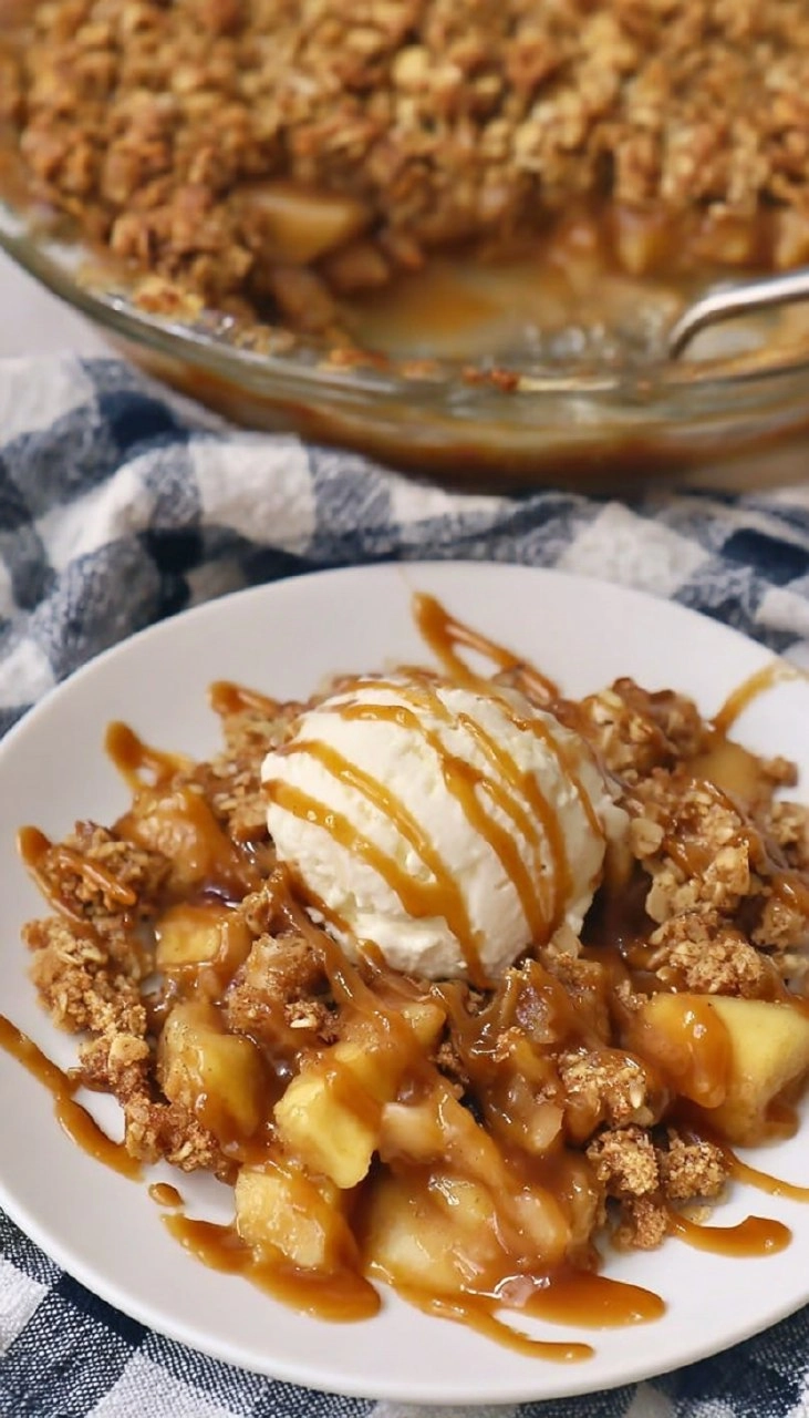 Caramel Apple Crisp with Crunchy Oat Topping