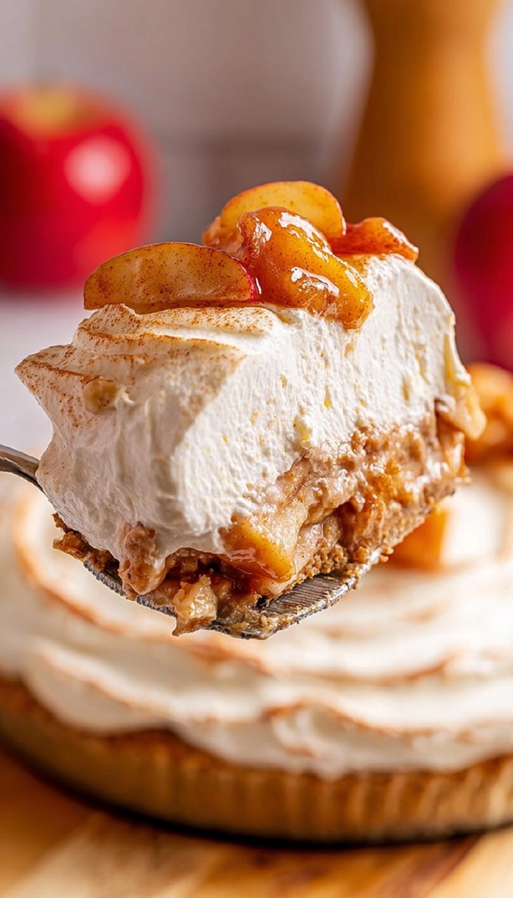 Creamy No Bake Apple Cheesecake Pie