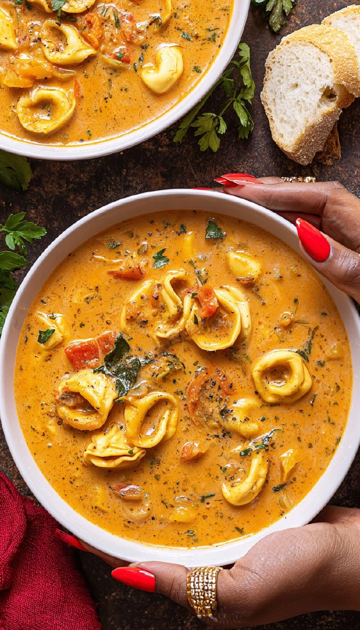 Creamy Tuscan Tortellini Soup [Easy + Comforting]