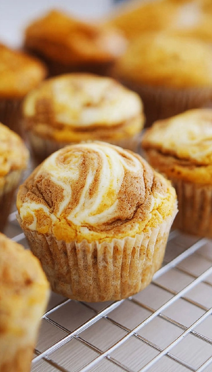 Pumpkin Muffins with Cheesecake Swirl